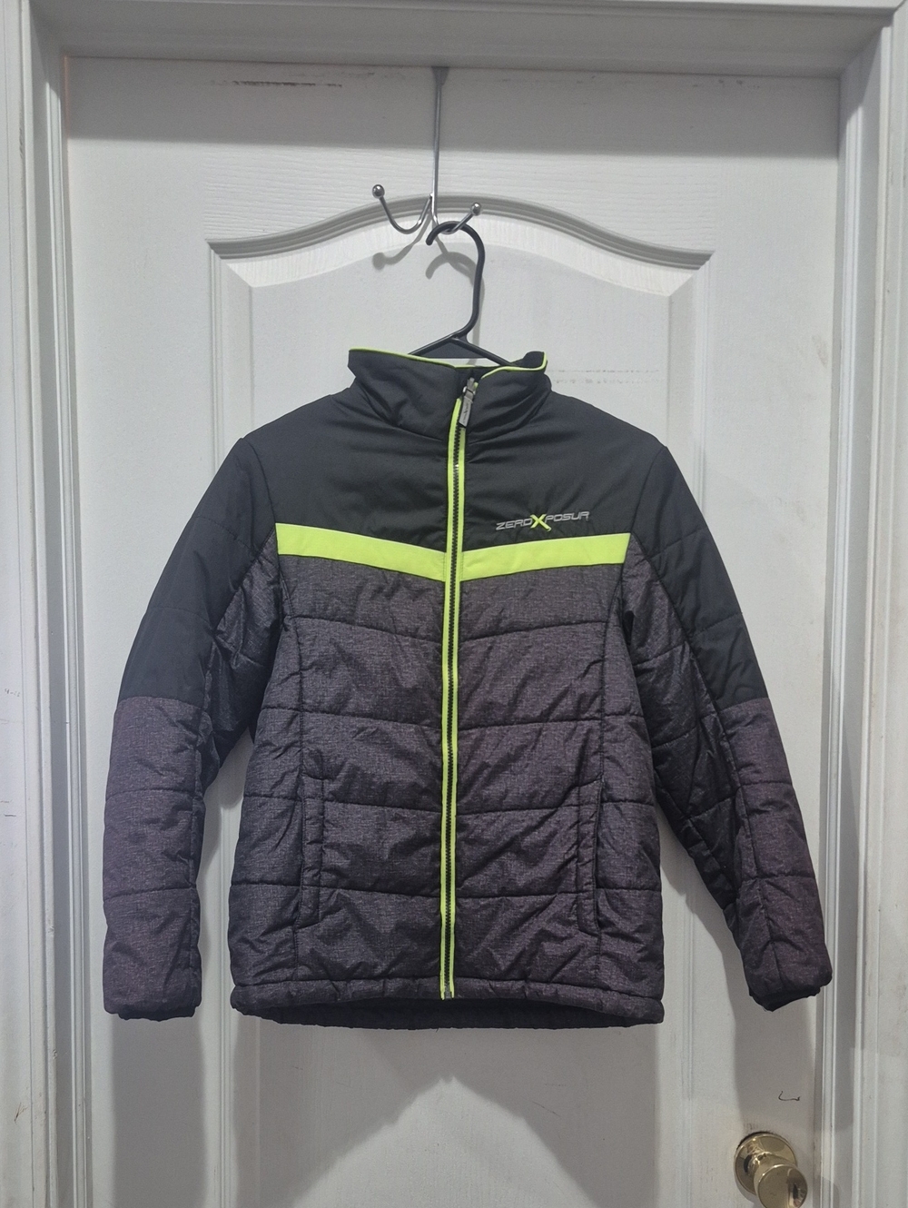 ZeroXposur Boys' Black & Gray Puffer Jacket with Lime Accent